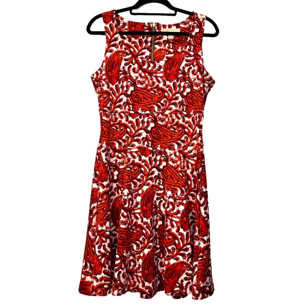 Michael Kors Sleeveless Red White A Line Fit Flare Mini Cocktail Summer Dress
